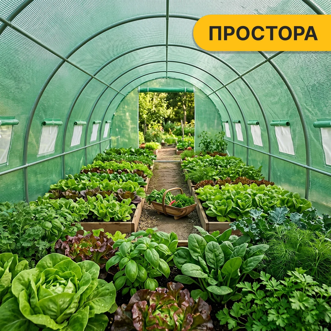 Теплиця LEOBRO Garden 18 м² посилена сталевий каркас 600x300x200 см зелена