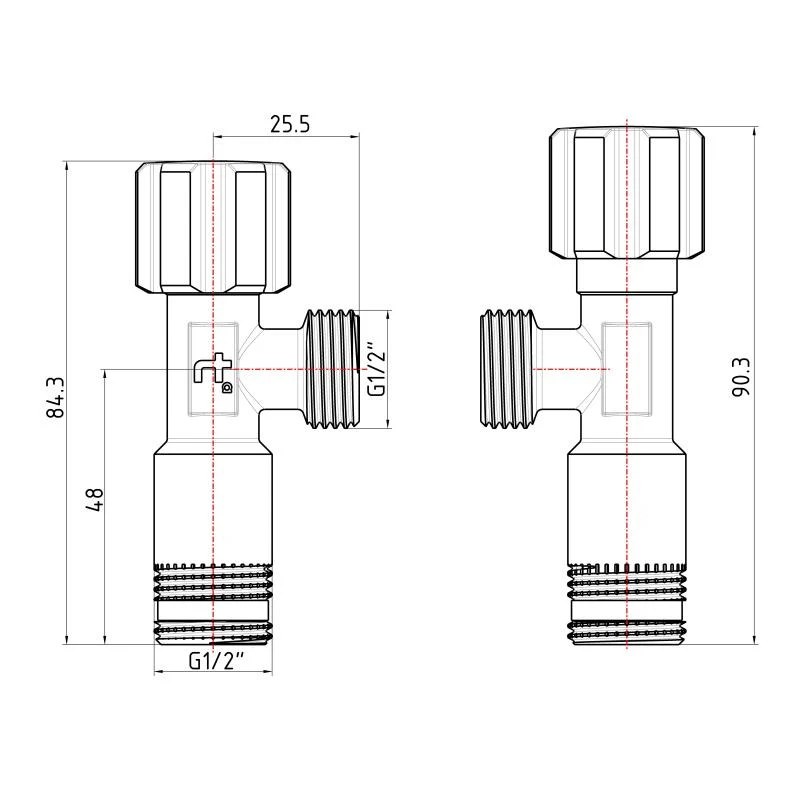 Кран кутовий Forte 1/2"ЗЗ хромований для підключення сантехніки TAF341W1515
