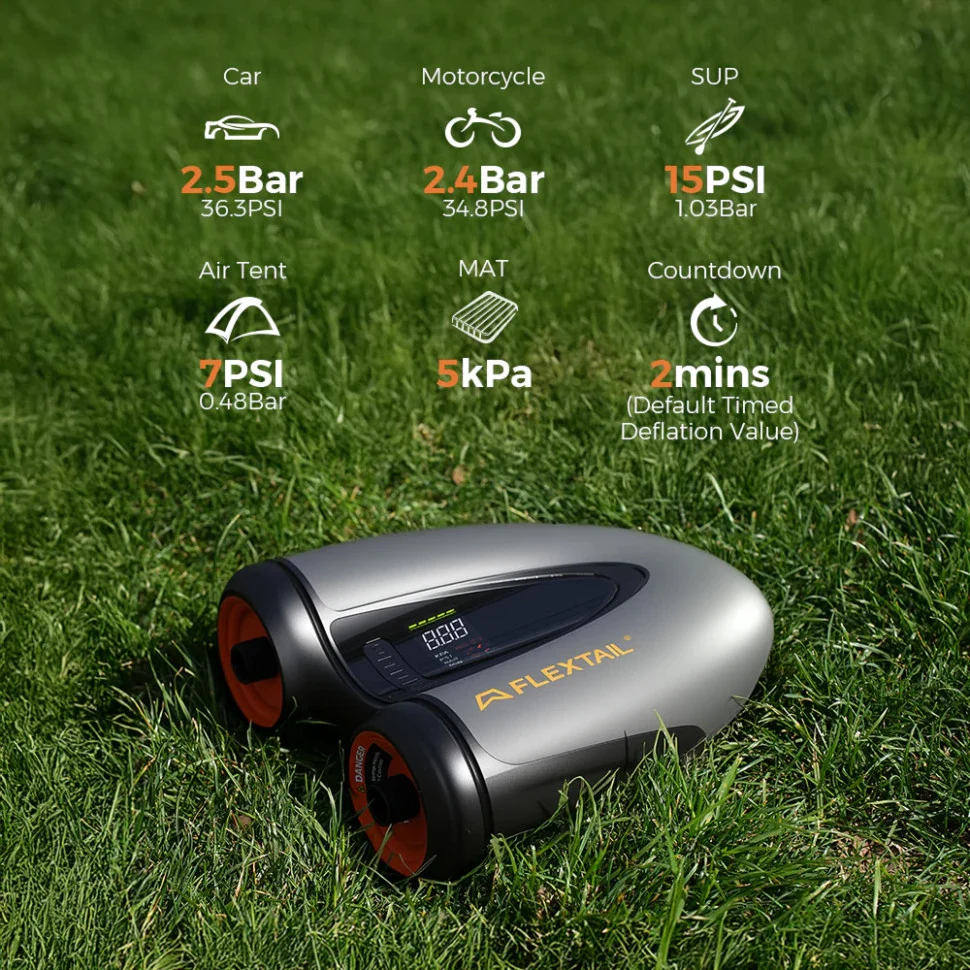 Кемпінговий насос Flextail Evo SUP Pump Pro акумуляторний 45 PSI 28,1х24,7х10,2 см чорний