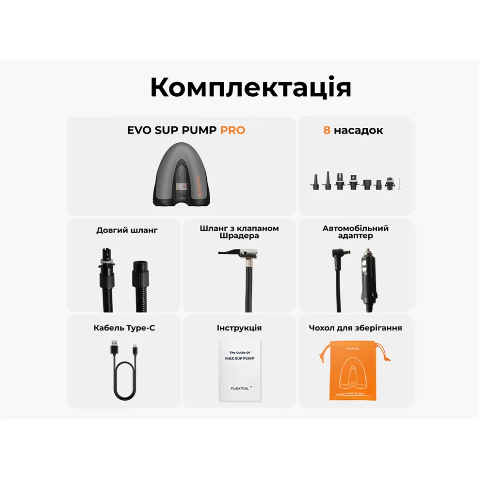 Кемпінговий насос Flextail Evo SUP Pump Pro акумуляторний 45 PSI 28,1х24,7х10,2 см чорний