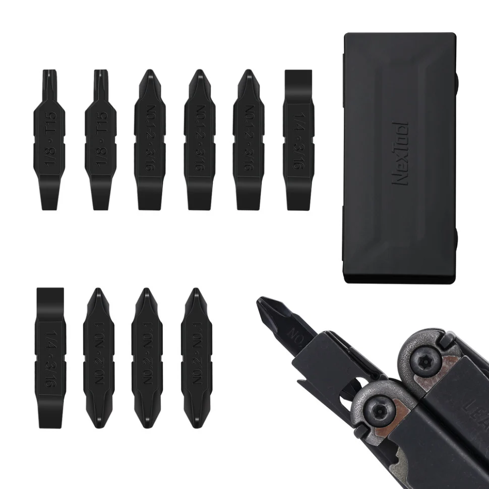 Набір біт NexTool Bit Kit AS2 10 шт інструментальна сталь S2 чорний 89,4х39,9 мм