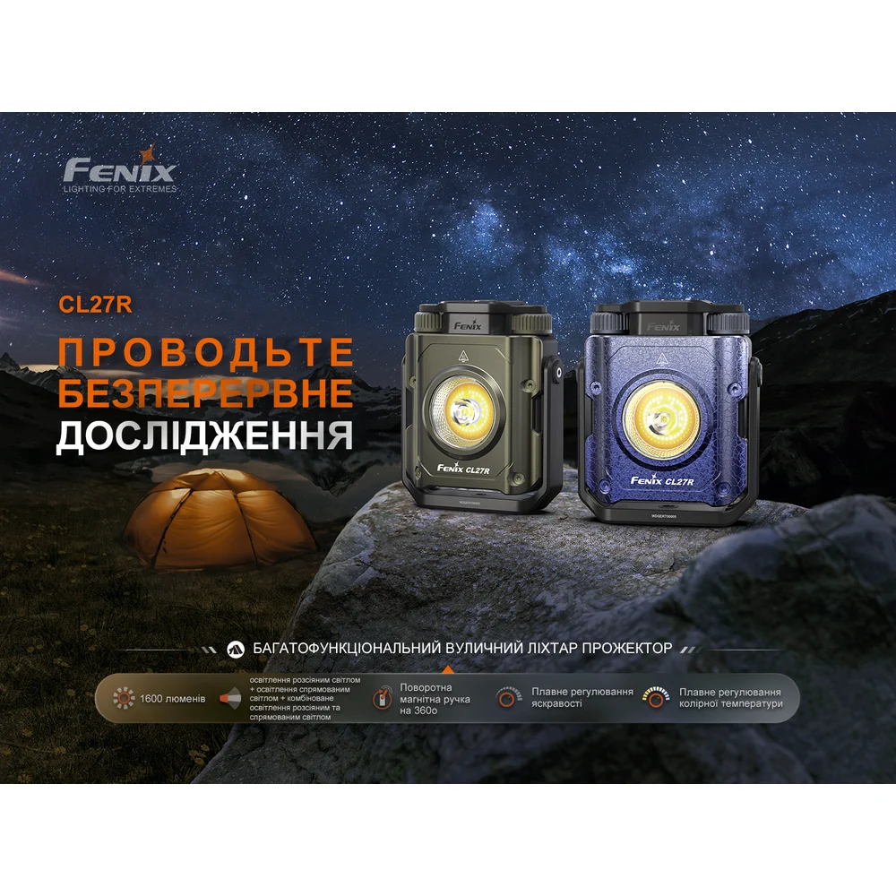 Ліхтар прожектор Fenix CL27R 1600 лм алюмінієвий 109,8х39,6х91,7 мм зелений