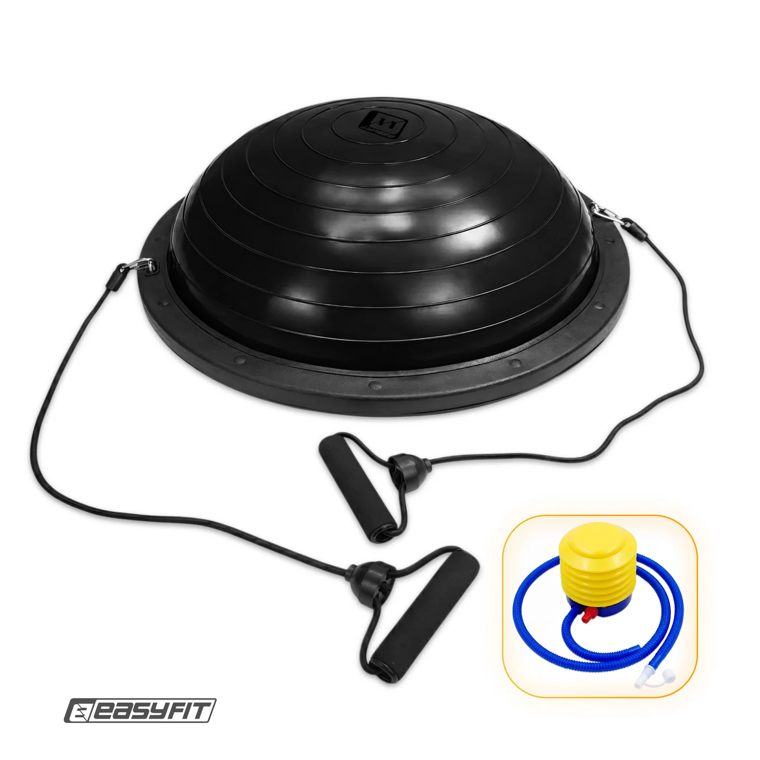 Балансувальна платформа EasyFit BOSU 60 см чорна високопрочний пластик з еспандерами