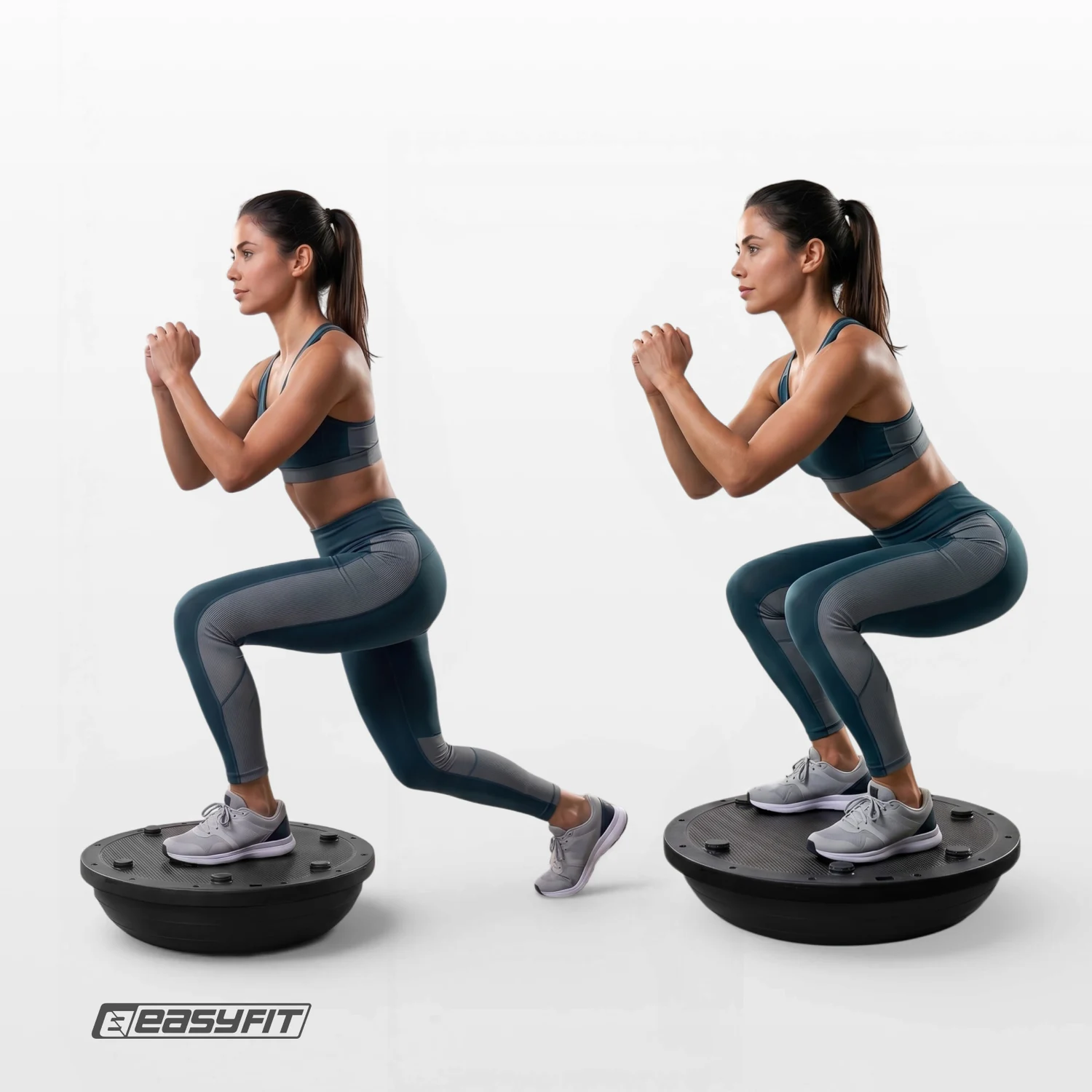 Балансувальна платформа EasyFit BOSU 60 см чорна високопрочний пластик з еспандерами
