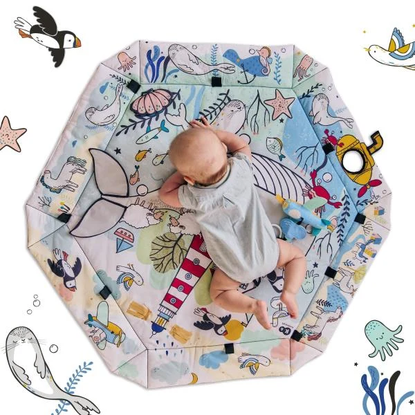Розвиваючий килимок 2 в 1 Kinderkraft Smartplay Sea поліестер 103х95 см мультиколірний