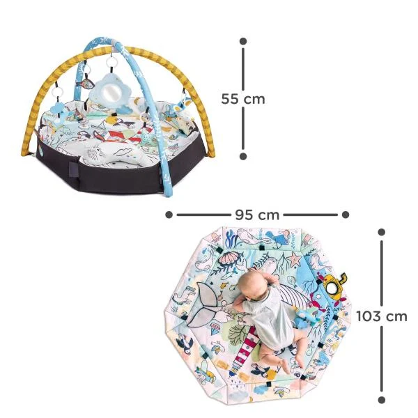 Розвиваючий килимок 2 в 1 Kinderkraft Smartplay Sea поліестер 103х95 см мультиколірний