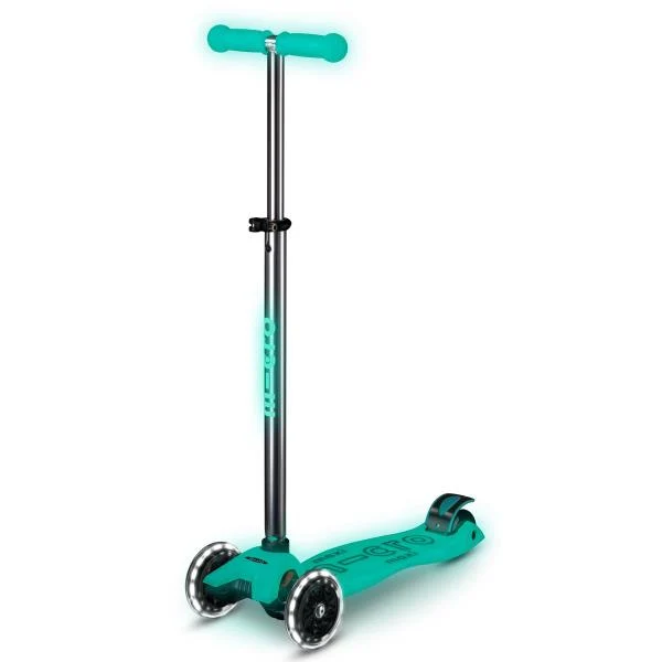 Триколісний самокат Micro Maxi Deluxe Glow LED 120 мм скловолокно бірюзовий 50 кг