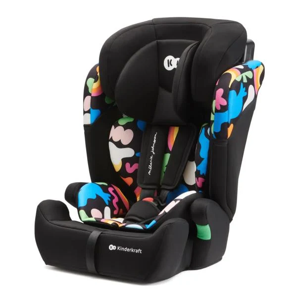 Автокрісло Kinderkraft Comfort Up i-Size 9-36 кг текстиль чорний з малюнком 61,5-84х44х49 см