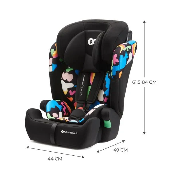 Автокрісло Kinderkraft Comfort Up i-Size 9-36 кг текстиль чорний з малюнком 61,5-84х44х49 см