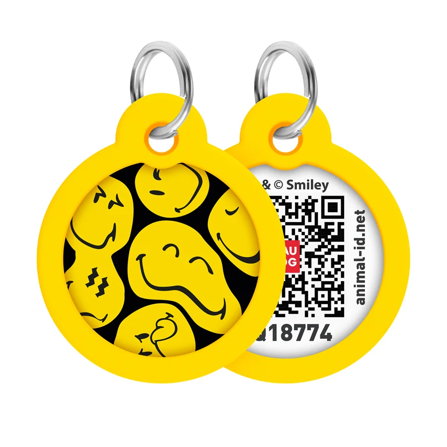 Адресник для собак і котів WAUDOG Smart ID з QR паспортом сталь чорний Д 30 мм