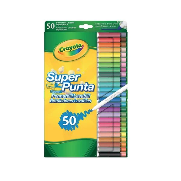 Фломастери Crayola Supertips 50 кольорів водна основа односторонні картонна упаковка