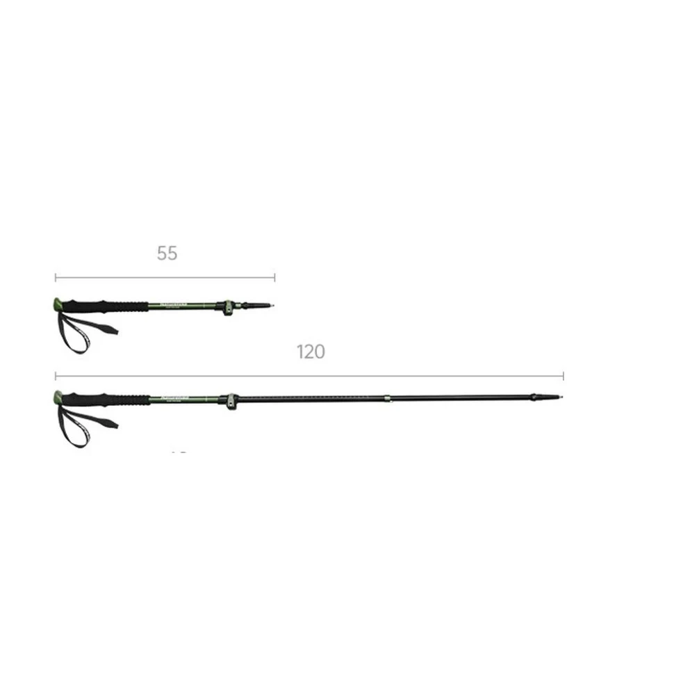 Трекінгова палиця 3-сек. Naturehike CNK2550DS010 алюміній 55-120 см зелена