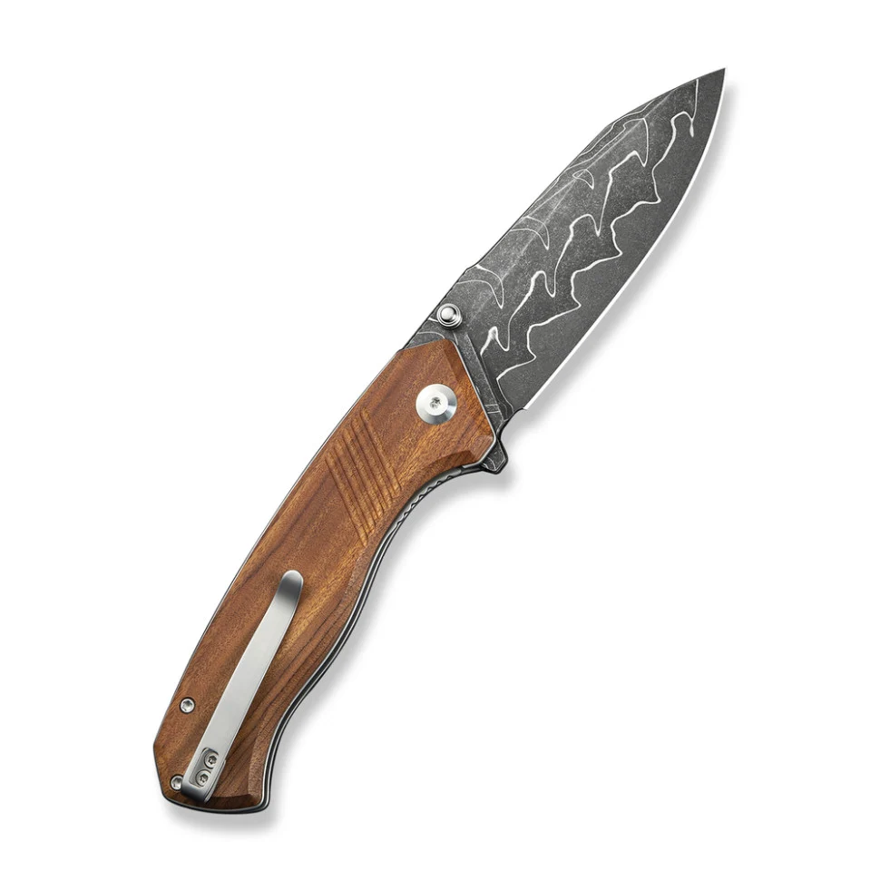 Ніж складаний Civivi Placoid C23079-DS1 дамаська сталь 93,3 мм Guibourtia Wood 220,7 мм