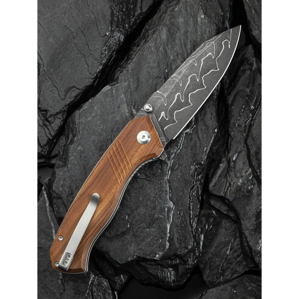 Ніж складаний Civivi Placoid C23079-DS1 дамаська сталь 93,3 мм Guibourtia Wood 220,7 мм
