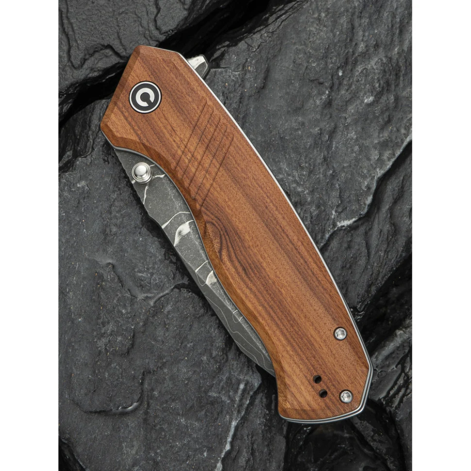 Ніж складаний Civivi Placoid C23079-DS1 дамаська сталь 93,3 мм Guibourtia Wood 220,7 мм