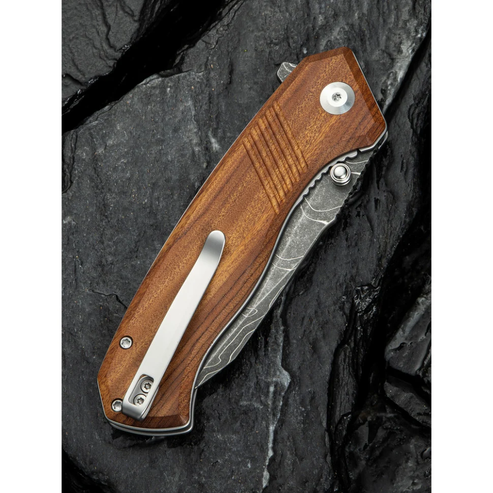 Ніж складаний Civivi Placoid C23079-DS1 дамаська сталь 93,3 мм Guibourtia Wood 220,7 мм