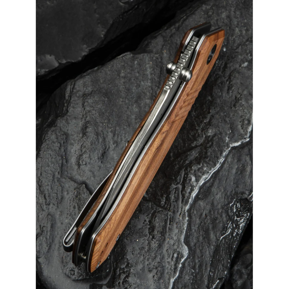 Ніж складаний Civivi Placoid C23079-DS1 дамаська сталь 93,3 мм Guibourtia Wood 220,7 мм