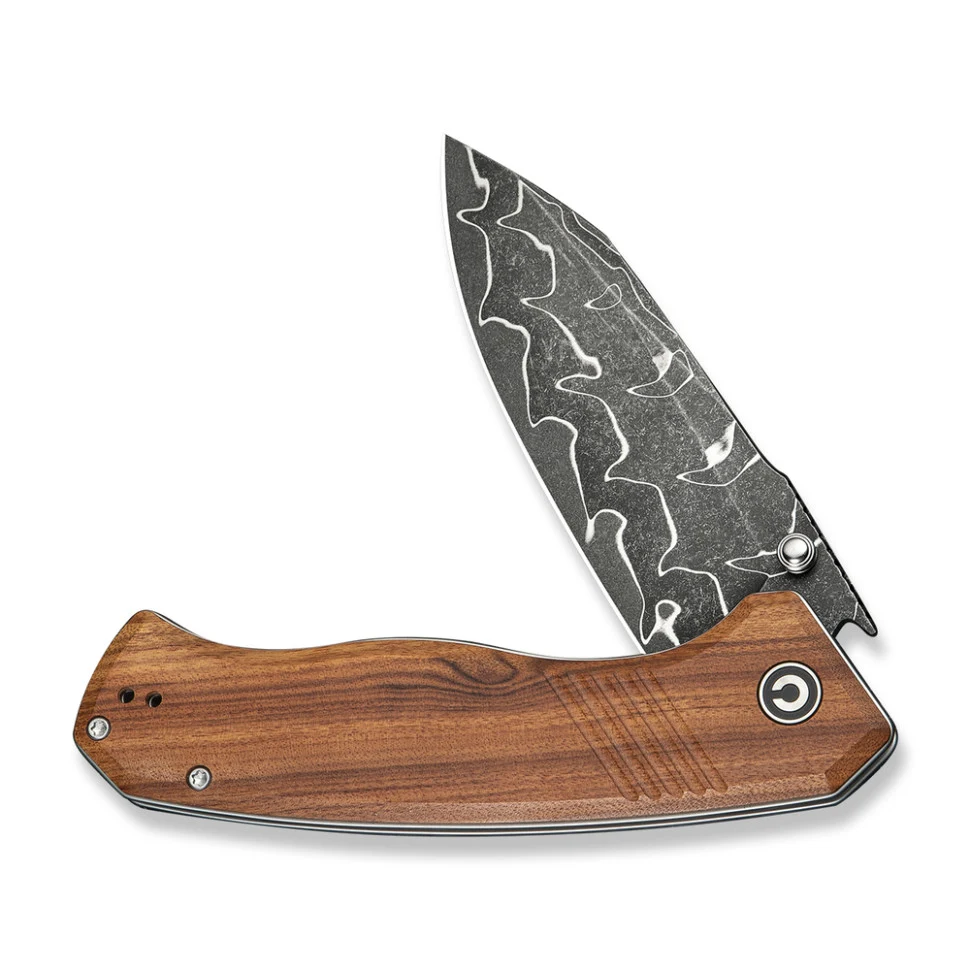 Ніж складаний Civivi Placoid C23079-DS1 дамаська сталь 93,3 мм Guibourtia Wood 220,7 мм