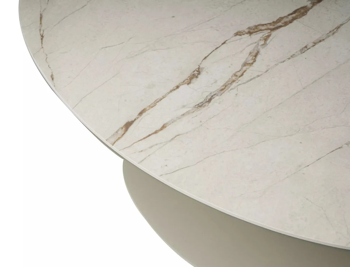 Журнальний столик CIAO C CERAMIC 50x50x54 см загартоване скло + іспанська кераміка бежевий