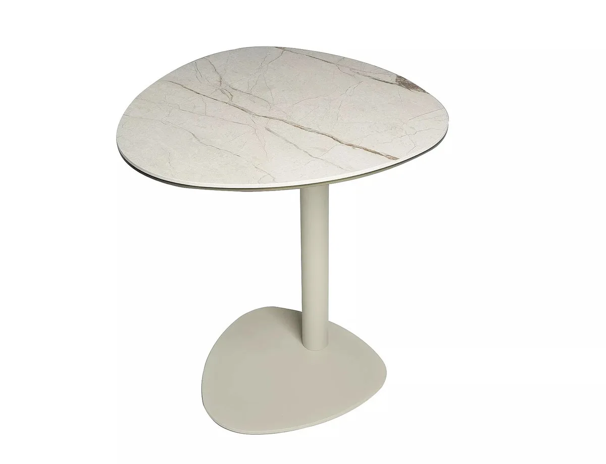 Журнальний столик CIAO C CERAMIC 50x50x54 см загартоване скло + іспанська кераміка бежевий