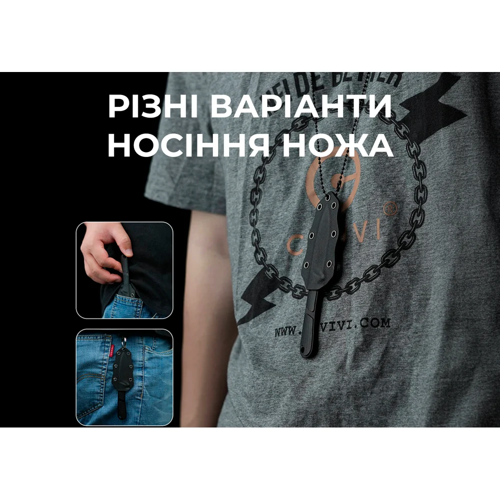 Ніж фіксований Civivi Mini Elementum 5,7 см Nitro-V чорний G10