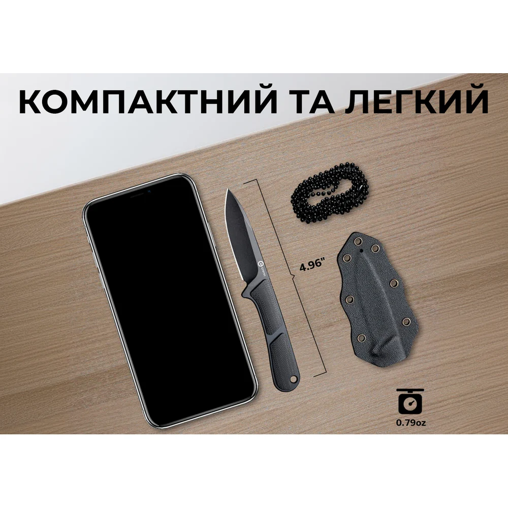 Ніж фіксований Civivi Mini Elementum 5,7 см Nitro-V чорний G10