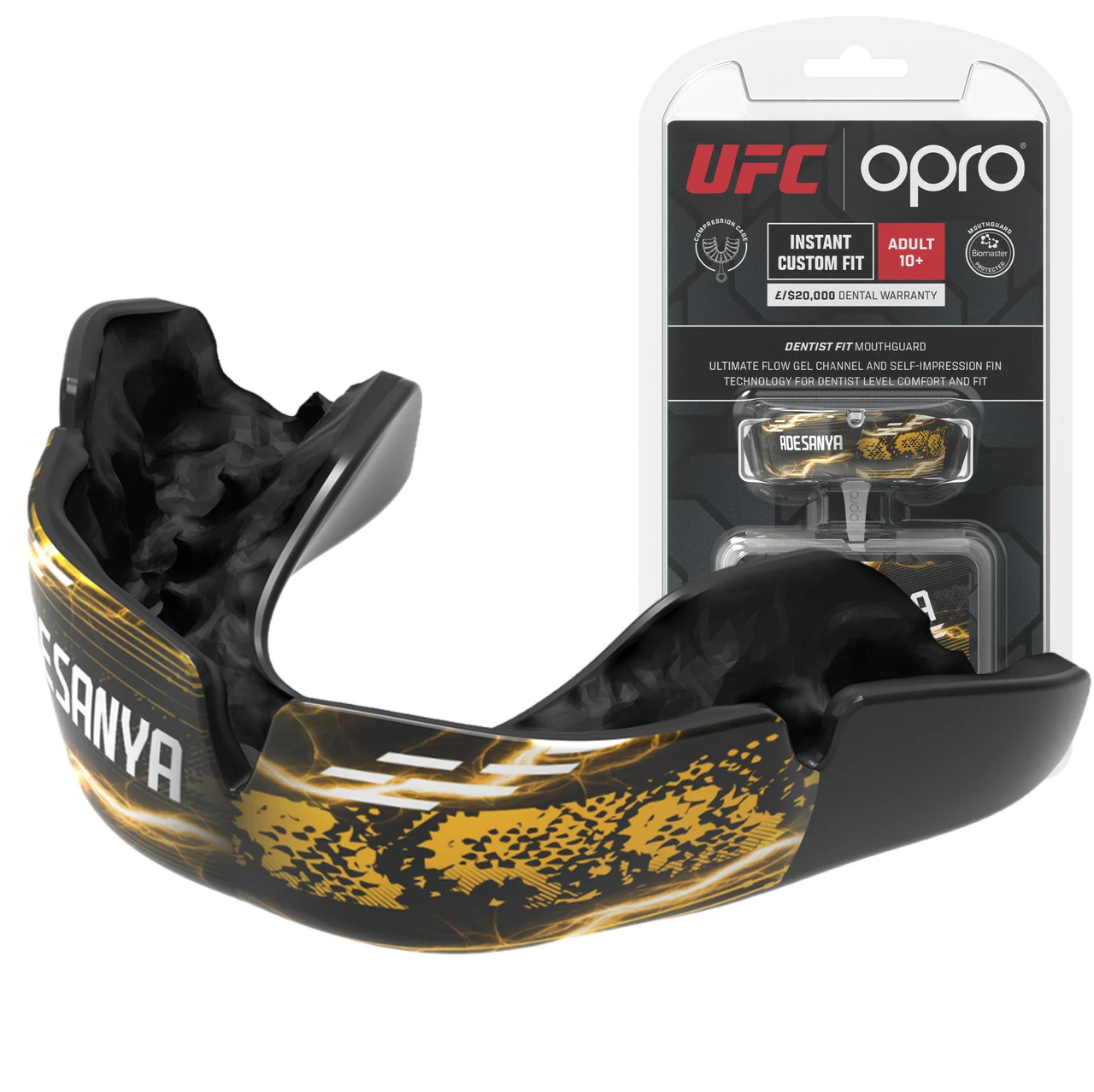 Капа OPRO UFC Israel Adesanya чорна високоякісний полімер 11+