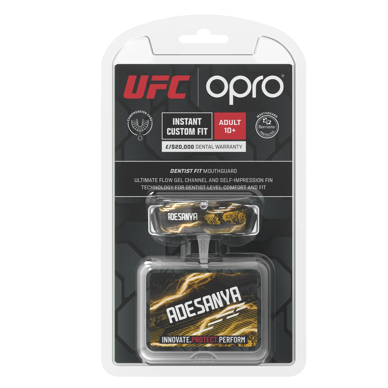 Капа OPRO UFC Israel Adesanya чорна високоякісний полімер 11+