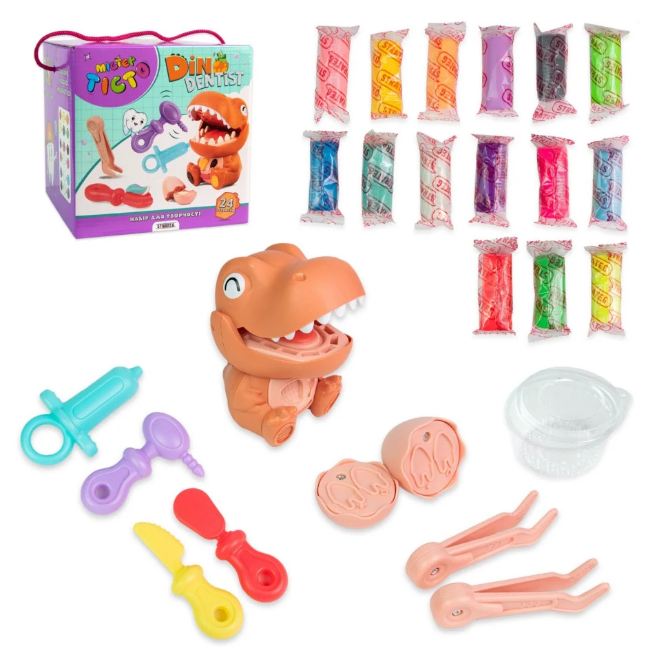 Детский набор для творчества Мистер тесто Dino Dentist 24 предмета 15х15х15 см різнобарвний