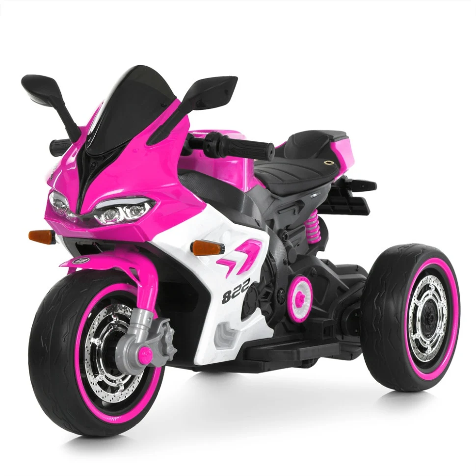 Дитячий електромотоцикл Bambi Racer M 6307EL до 30 кг 112х58х70 см пластик чорний