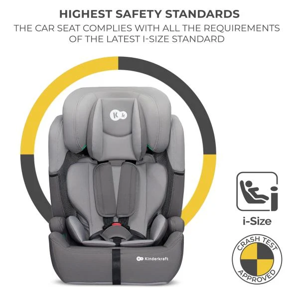 Автокрісло Kinderkraft Comfort Up i-Size 9-36 кг пластик-текстиль 61,5-84x44x49 см сірий