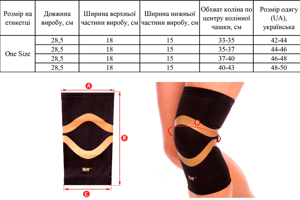 Бандаж на коліно EasyFit Bandage підтримуючий неопрен універсальний чорний 28,5x18x15 см