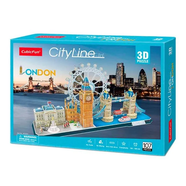 3D пазл CubicFun City Line Лондон 107 елементів пінокартон 53,5x16,5x26 см