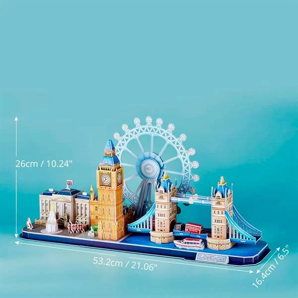3D пазл CubicFun City Line Лондон 107 елементів пінокартон 53,5x16,5x26 см