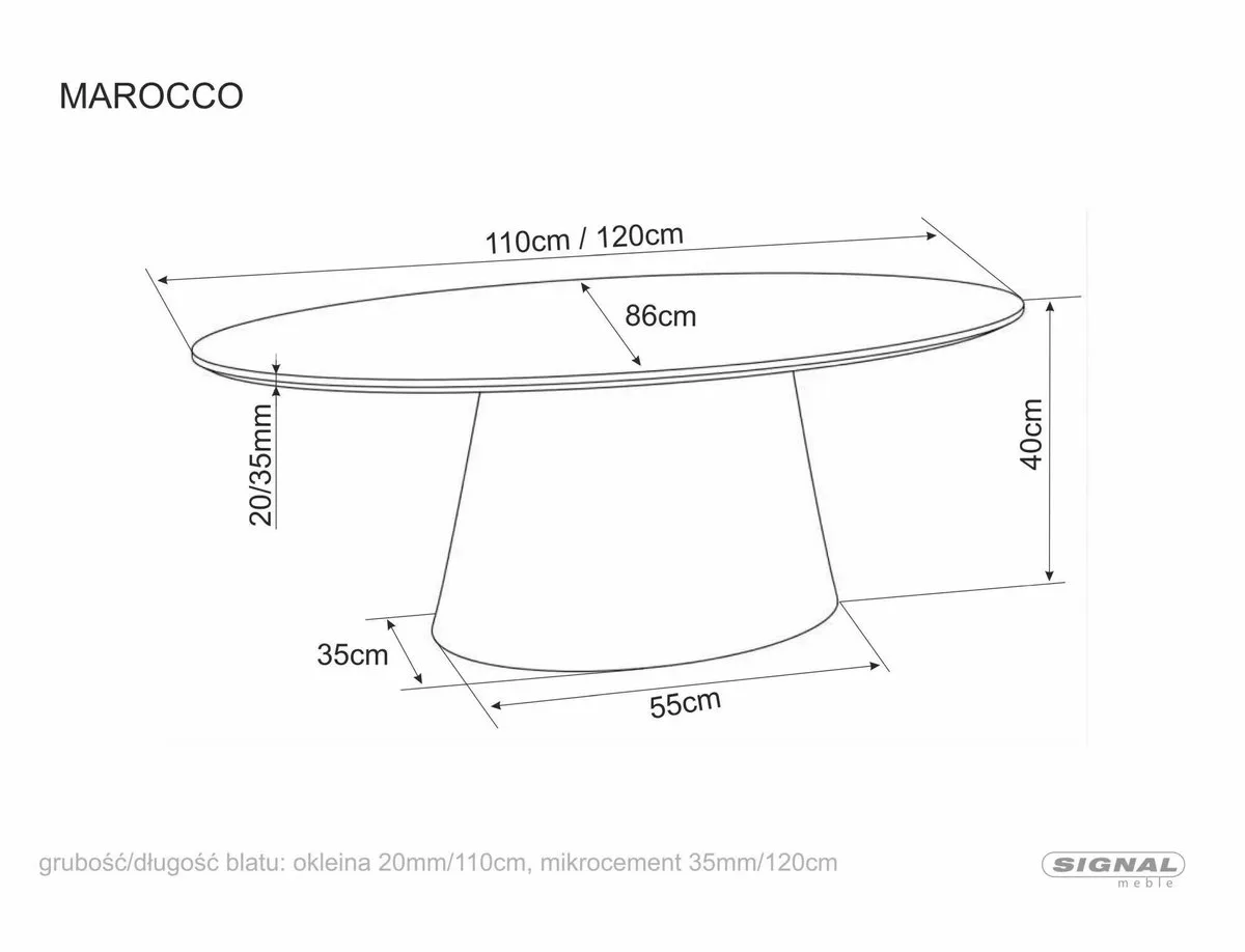 Журнальний столик MAROCCO 110х60х40 см МДФ + натуральний шпон дуб