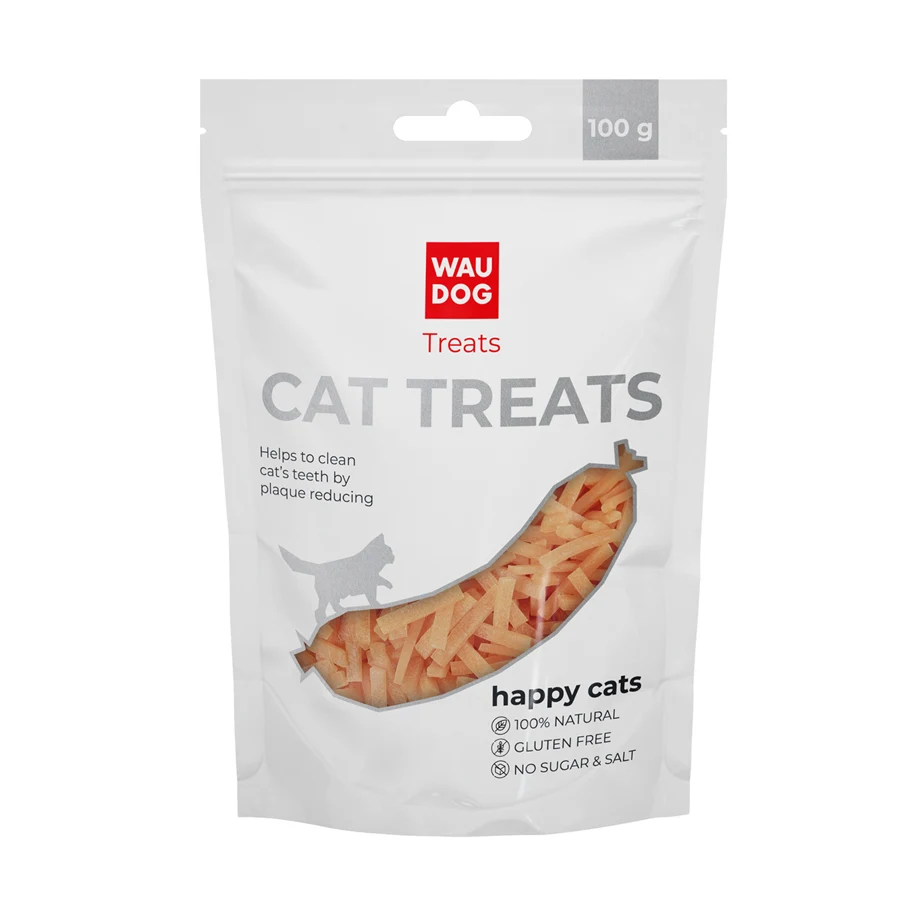 Ласощі для котів WAUCAT Treats Курячі смужки 100 г 89% курячого м'яса