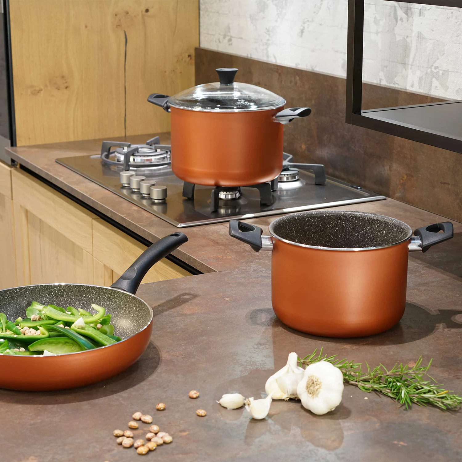Кастрюля Flonal Pepita Granit 2,2 л антипригарная алюминиевая красная 18 см