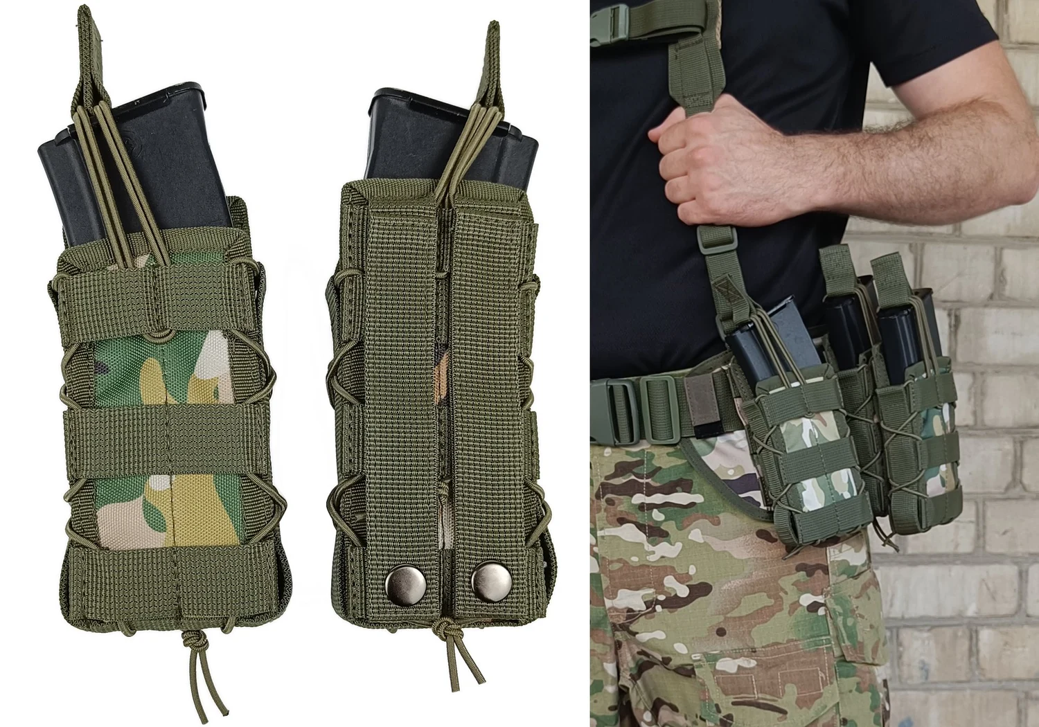Підсумок одинарний для магазину АК/РПК MOLLE Cordura 1050 30 см мультикам