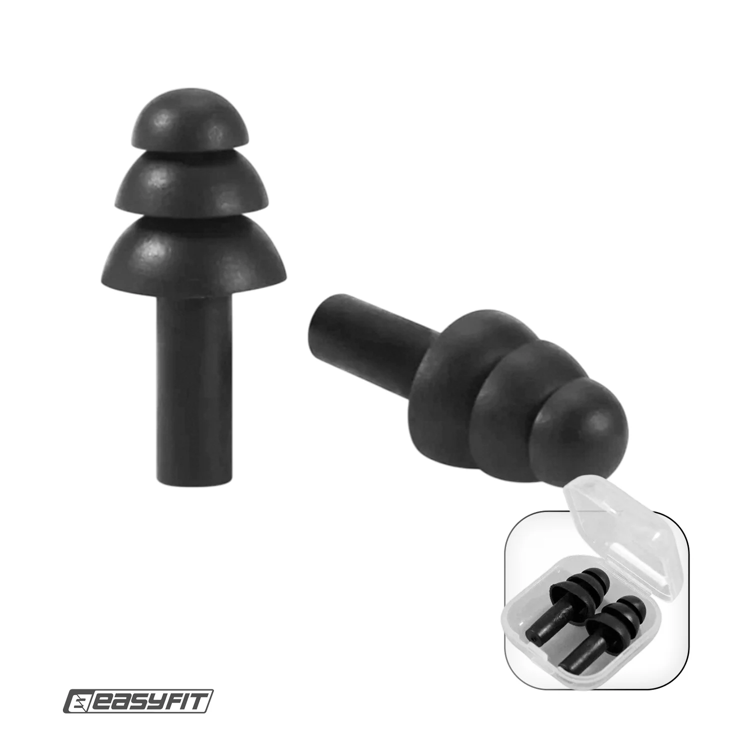 Беруші силіконові багаторазові EasyFit зниження шуму до 28 дБ чорні
