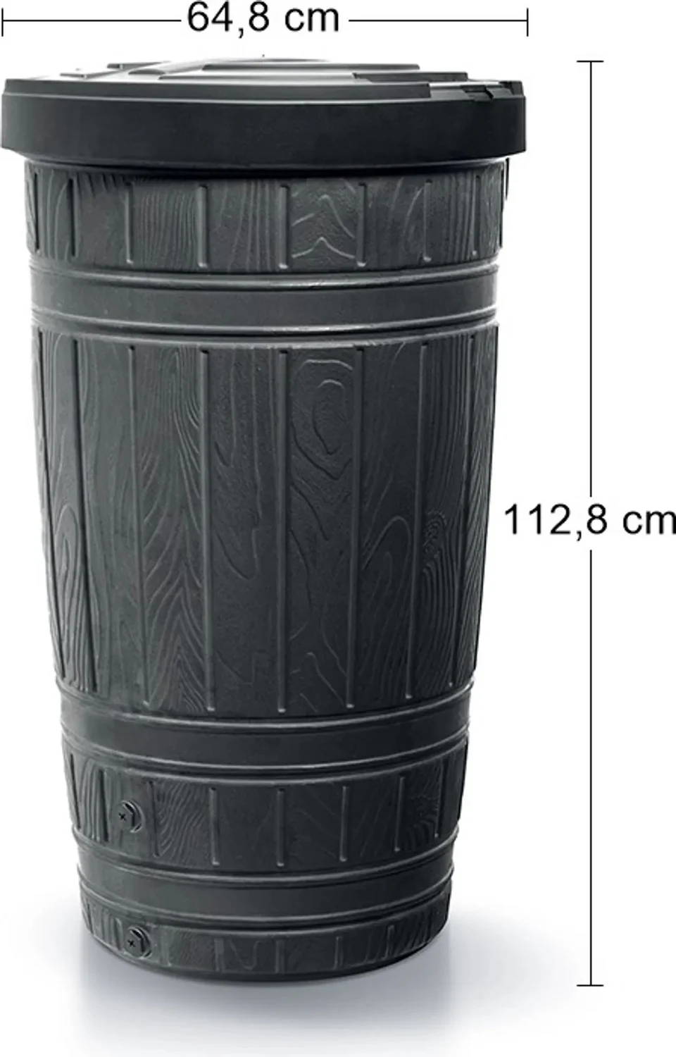 Резервуар для дощової води 265 л УФ-стабілізований HDPE чорний 648х1128 мм