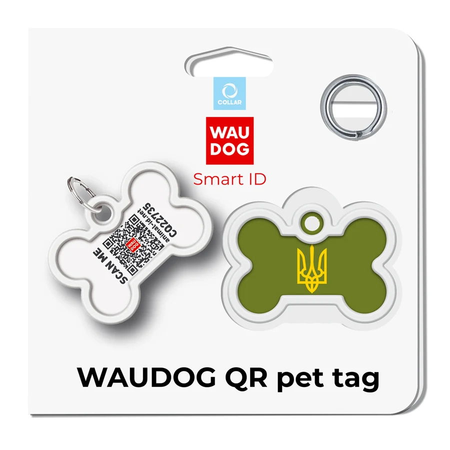 Адресник WAUDOG Smart ID з QR паспортом металевий 40x28 мм олива