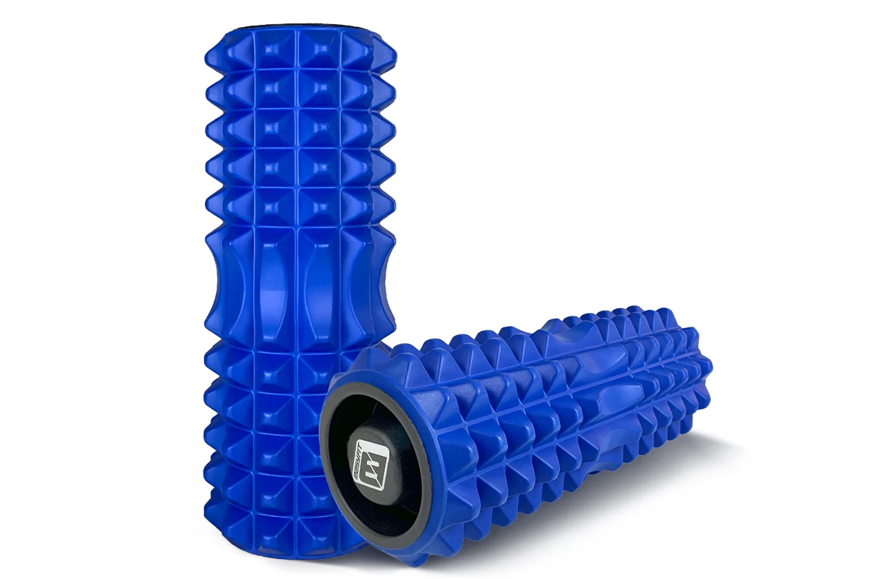 Масажний ролик EasyFit Grid Roller 33 см 3D поверхня EVA синій