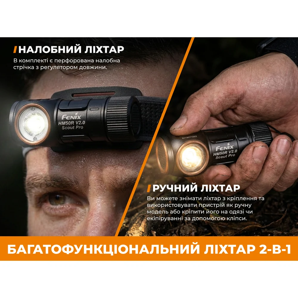Тактический налобный фонарь Fenix Scout Pro HM50R V2.0 700 лм алюминий 66х36х32 мм темный