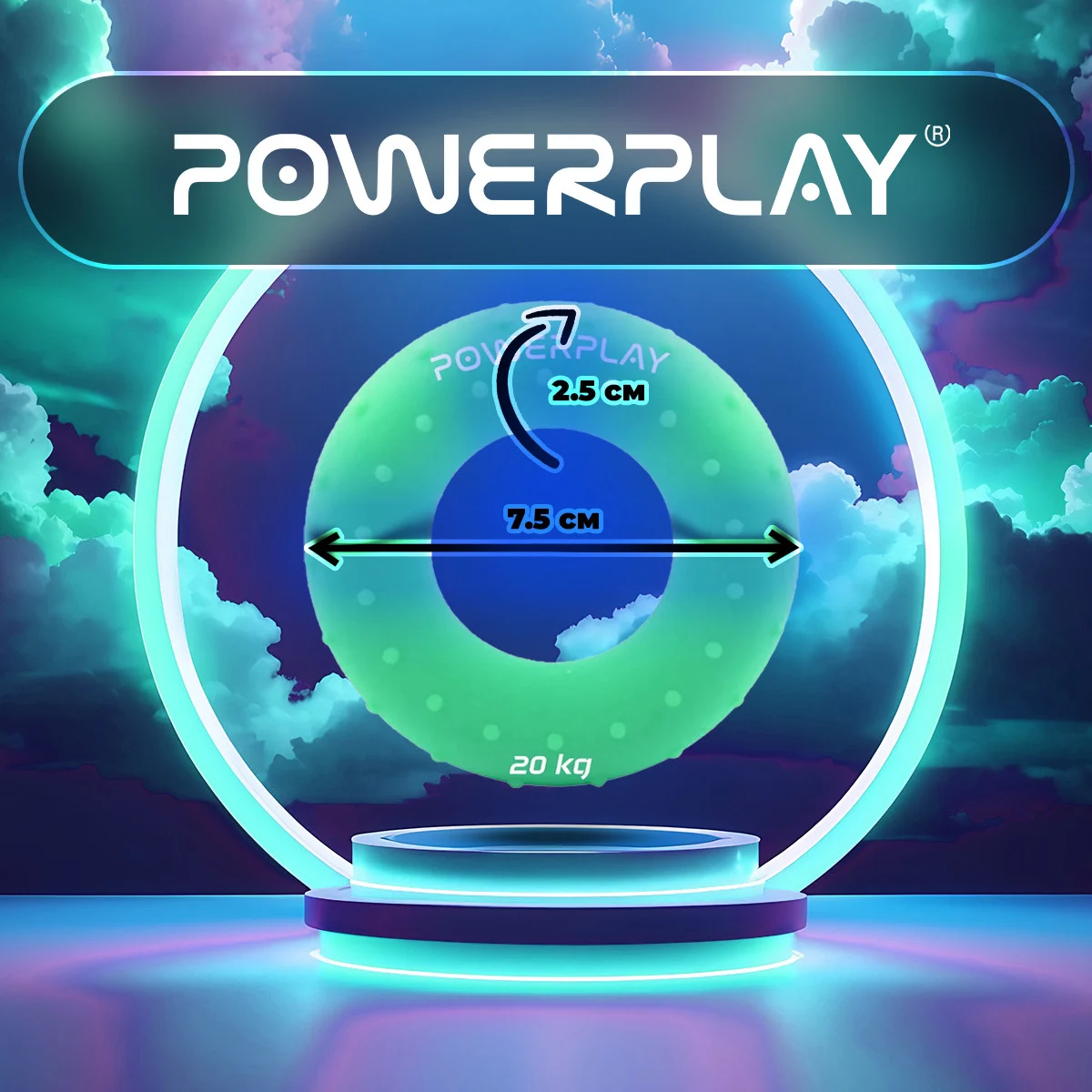 Еспандер кистьовий PowerPlay PP-4338 20 кг силіконовий зелений