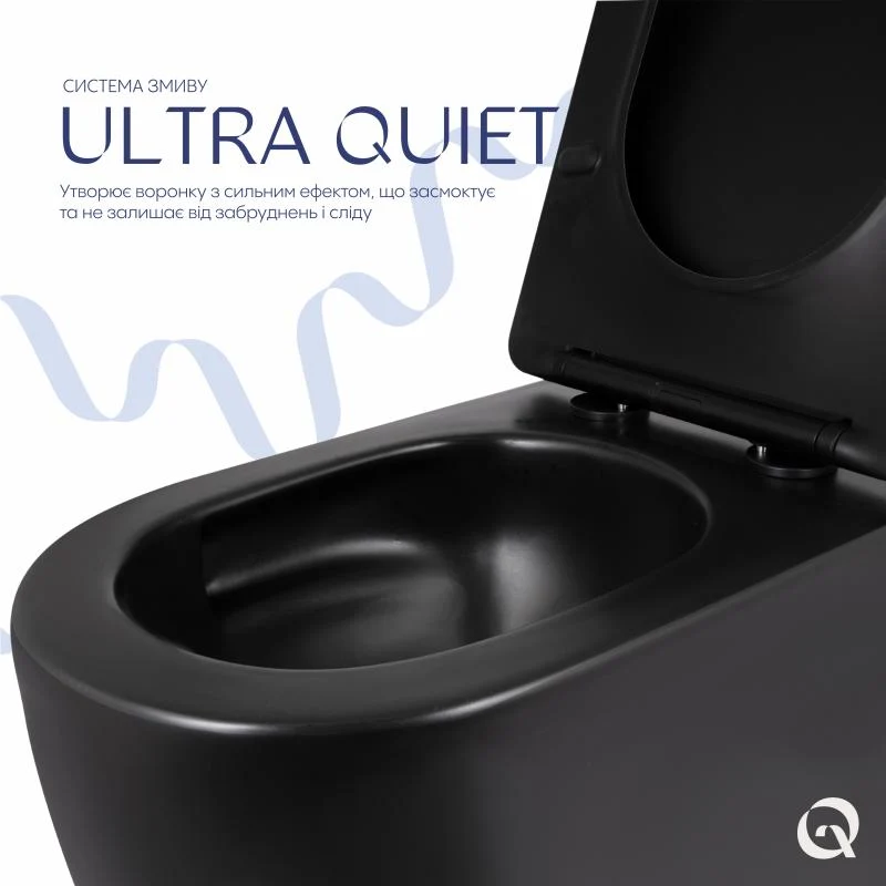 Унітаз підвісний Qtap Taurus Ultra Quiet 515x360x350 мм Дюропласт Матова чорна