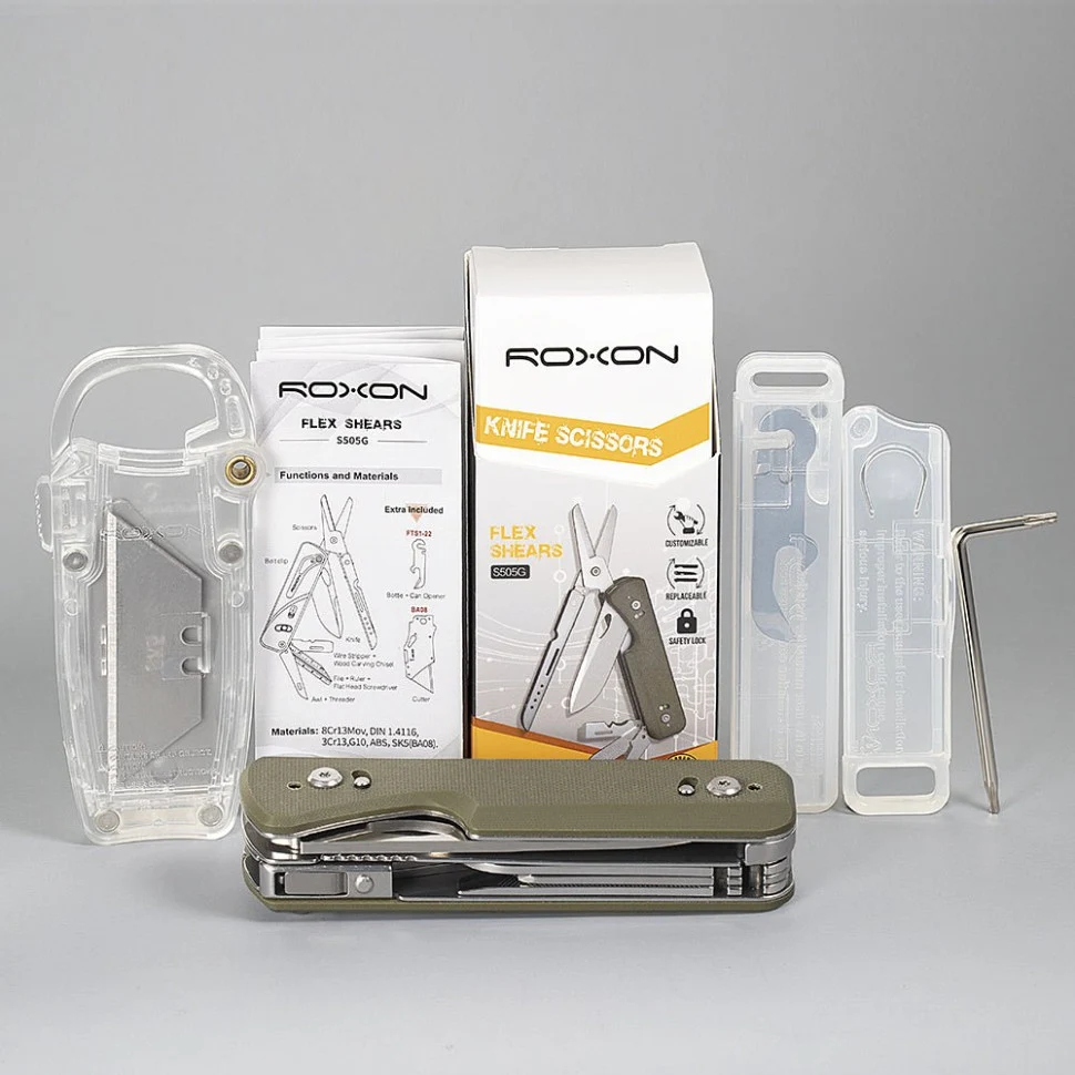 Мультитул Roxon Flex S505G 14 функцій нержавіюча сталь 108х26х23 мм зелений
