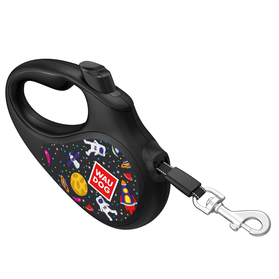 Повідець-рулетка WAUDOG R-leash 5 м пластик чорний до 15 кг