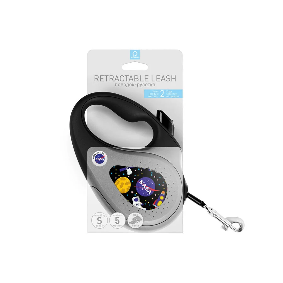 Повідець-рулетка WAUDOG R-leash 5 м пластик чорний до 15 кг
