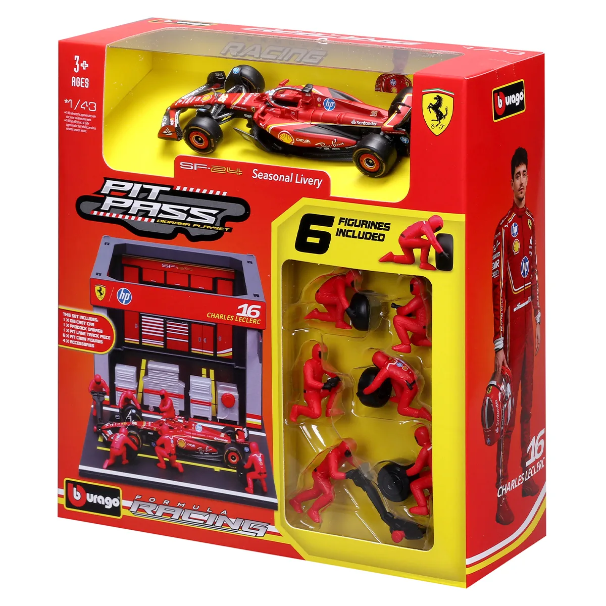 Игровой набор Bburago пластик металл 1:43 Ferrari SF-24 красный