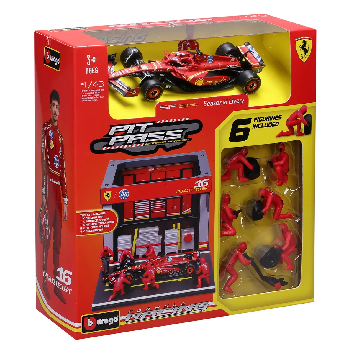Игровой набор Bburago пластик металл 1:43 Ferrari SF-24 красный